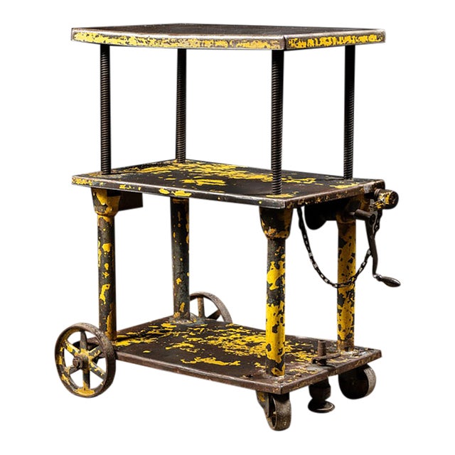 Vintage Industrial Steel Rolling Die Cart For Sale
