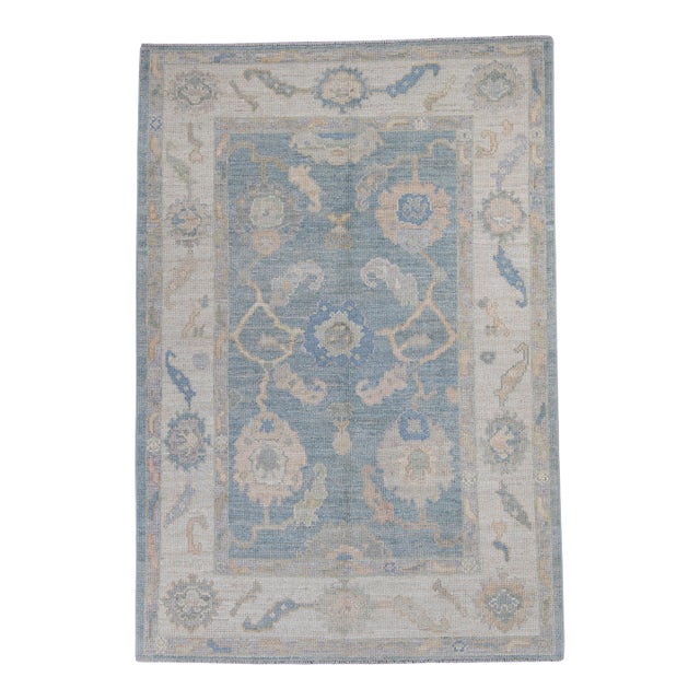Turkish Oushak Rug 4'2" x 6'1" For Sale