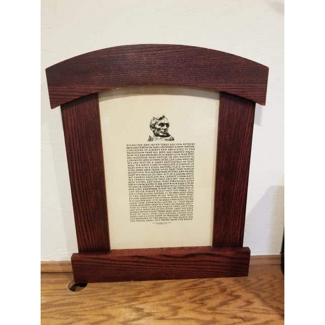 Well made arts and Crafts style oak frame with a Lincoln Speech. This can also be used as a mirror frame.