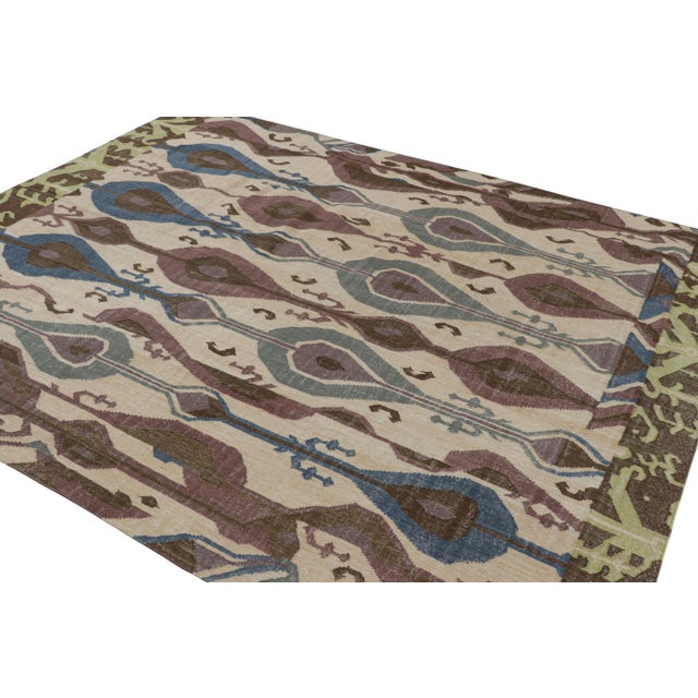 2010s Rug & Kilim’s Modern Classics Flatweave Rug in Beige-Brown With Ikats Patterns For Sale - Image 5 of 7