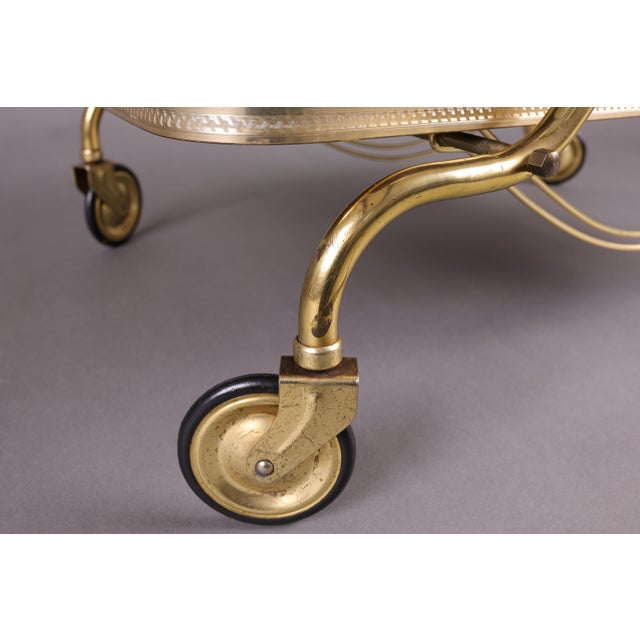 Mid-Century German Brass Bar Cart with Two-Tier Shelves, 1960s For Sale - Image 6 of 12