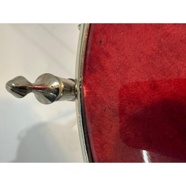 Red Goatskin Serving Bar Cart from Aldo Tura, 1960s For Sale - Image 10 of 13