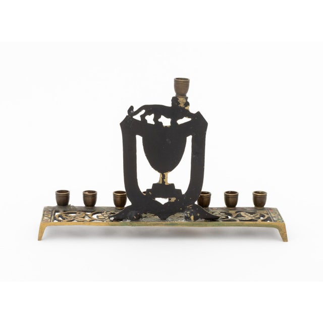 Collection of Three Judaica Brass Candelabra For Sale - Image 18 of 18