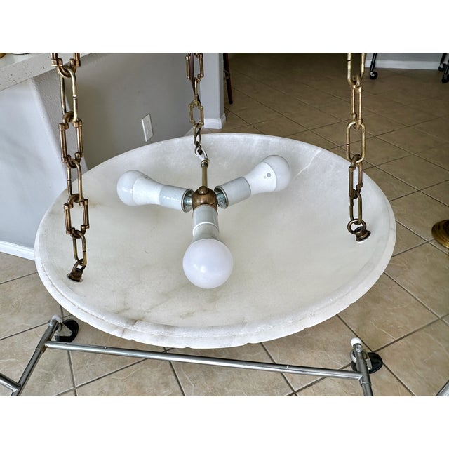 Vintage Directoire Style French Alabaster Pendant Chandelier For Sale - Image 14 of 17