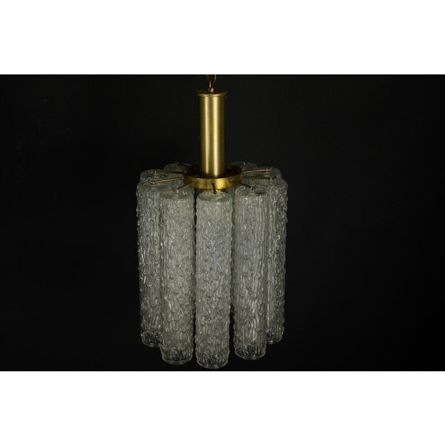 Metal Murano Glass and Brass Chandeliers in the style of Toni Zuccheri. Italy, 1970s , Set of 2 For Sale - Image 7 of 16