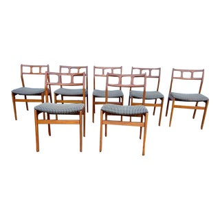 Late 20th Century Mid Century Set of 7 Modern Danish Teak Dining Chairs by D-Scan For Sale