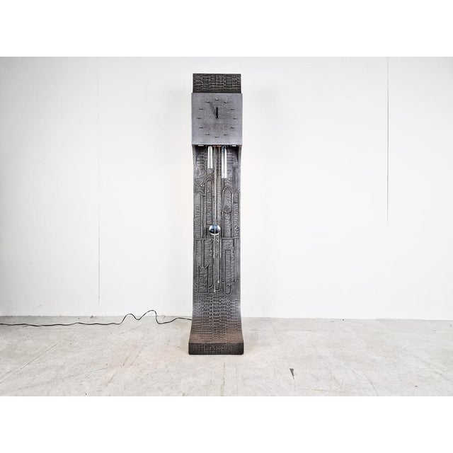 1970s Vintage Brutalist Standing Clock, 1970s For Sale - Image 5 of 12