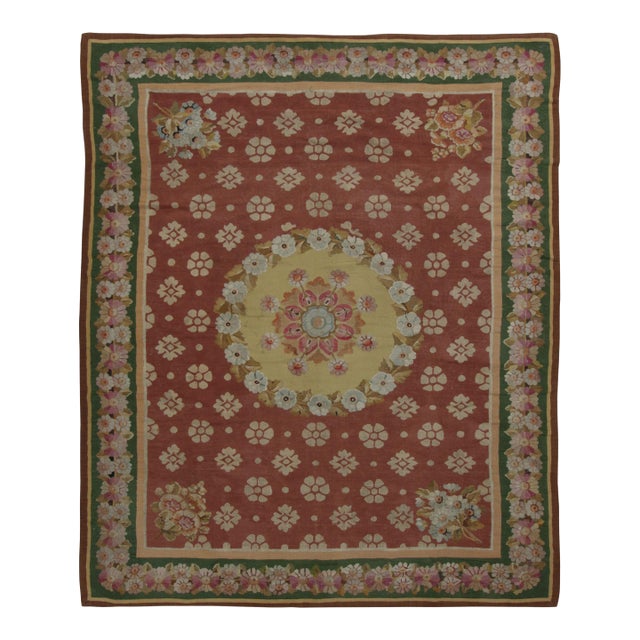 Empire Period Antique Aubusson Rug, Rococo Floral Medallion - Rug & Kilim For Sale