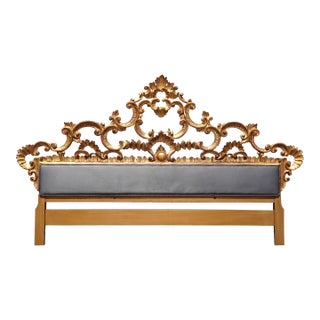 Vintage Italian Rococo Ornate Gold Gilt King Headboard ~ Hollywood Regency For Sale