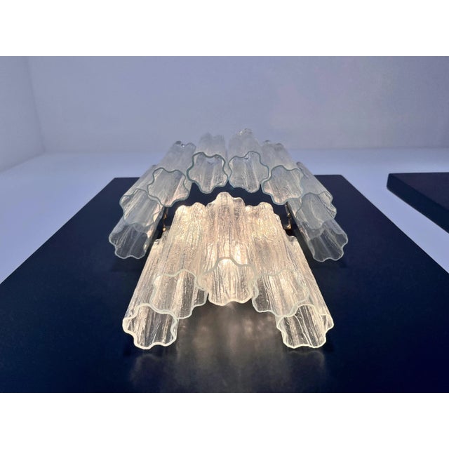 Vintage Murano Glass Tube Wall Sconces with 13 Transaparent Glass Tube, 1990s, Set of 2 For Sale - Image 16 of 17