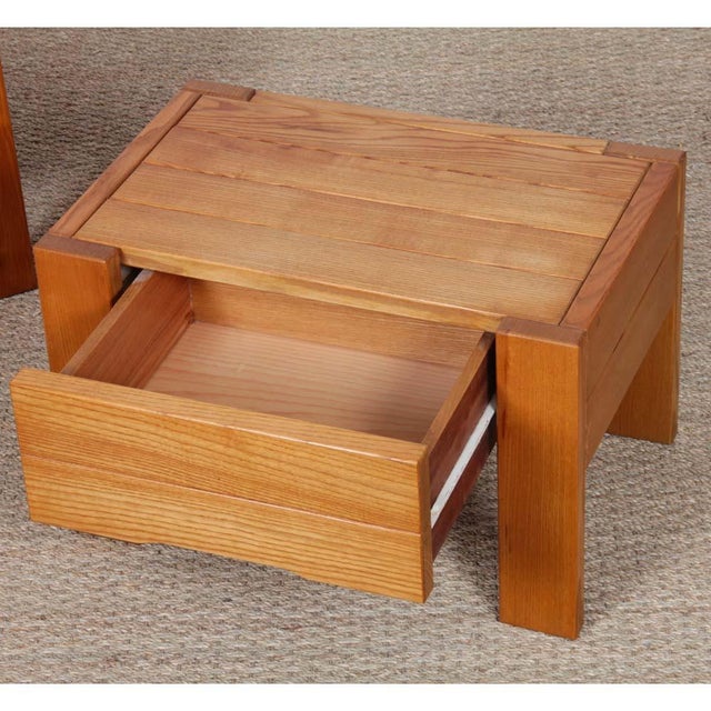 20th Century French Bedside Tables in Ash, Set of 2 For Sale - Image 4 of 6