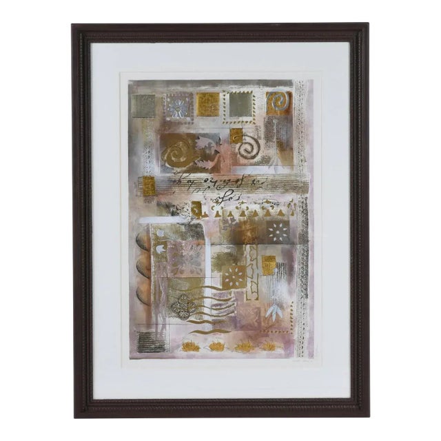 1990s Douglas Rosetta Stone I Large Original Print Lavender With Gold and Silver Leaf For Sale