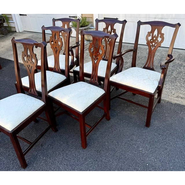 Late 20th Century Late 20th Century Set of 6 Henkel Harris Model 102 Mahogany Chippendale Style Dining Room Chairs For Sale - Image 5 of 11
