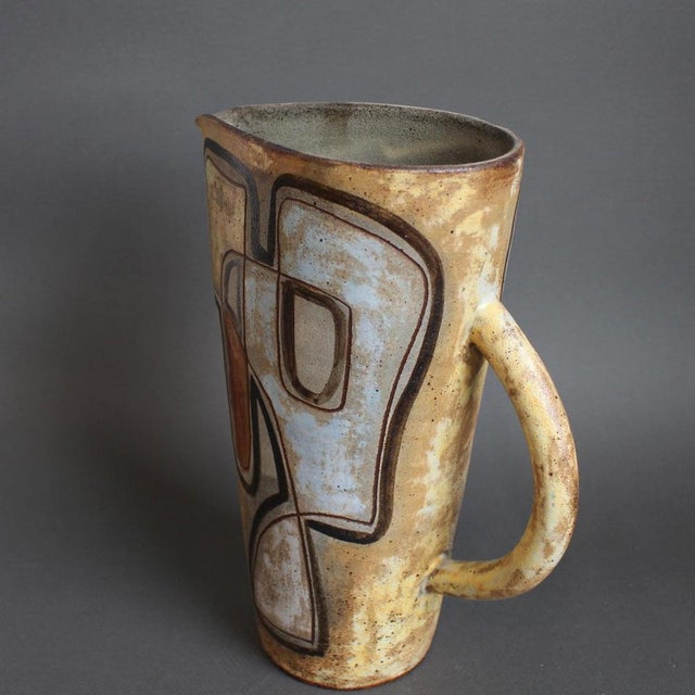 Vintage French Ceramic Pitcher with Abstract Motif by Alexandre Kostanda, 1960s For Sale - Image 4 of 18