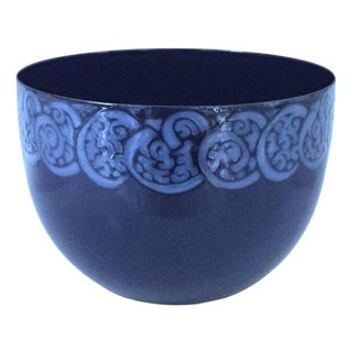 Kaj Franck for Finel Arabia Finnish Cobalt Enamel Steel Bowl 8.25" For Sale