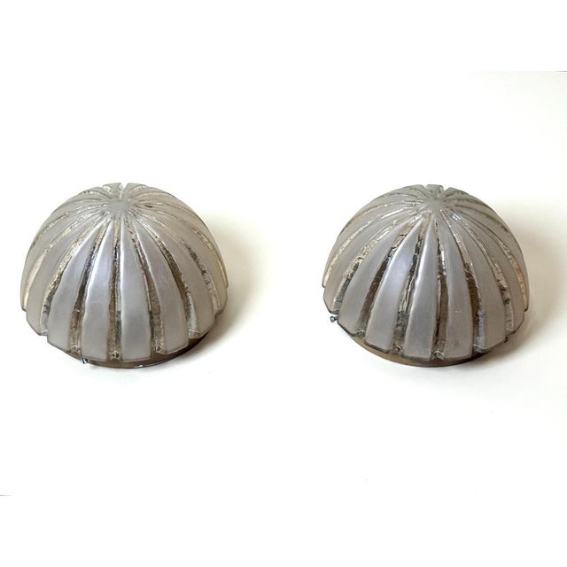 Sea Urchin Frosted Glass Wall Lights with Golden Glow, 1970s, Set of 2 For Sale - Image 9 of 18