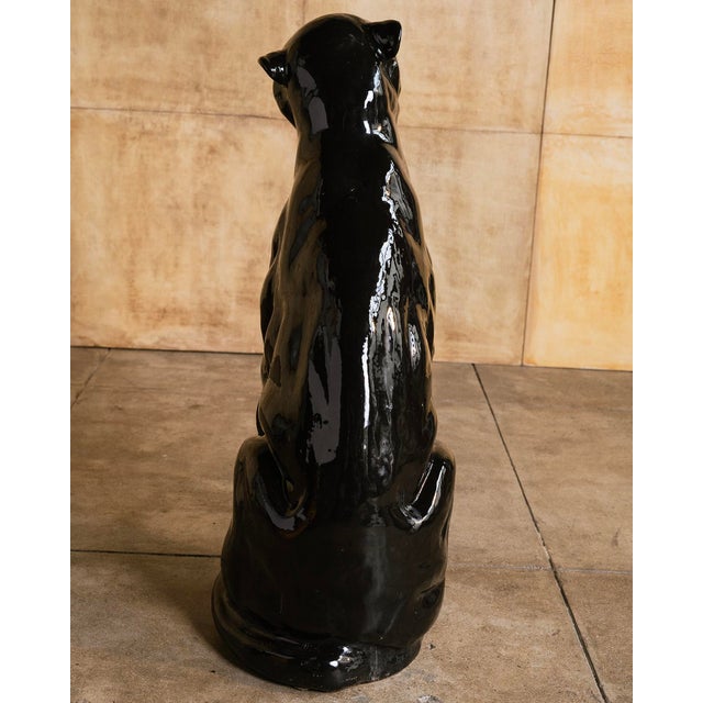 Italian Panther Ceramic Sculpture For Sale - Image 4 of 8