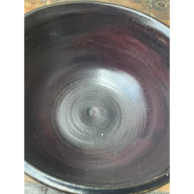 Black Vintage Original Studio Pottery Shadow Glaze Bowl For Sale - Image 8 of 12