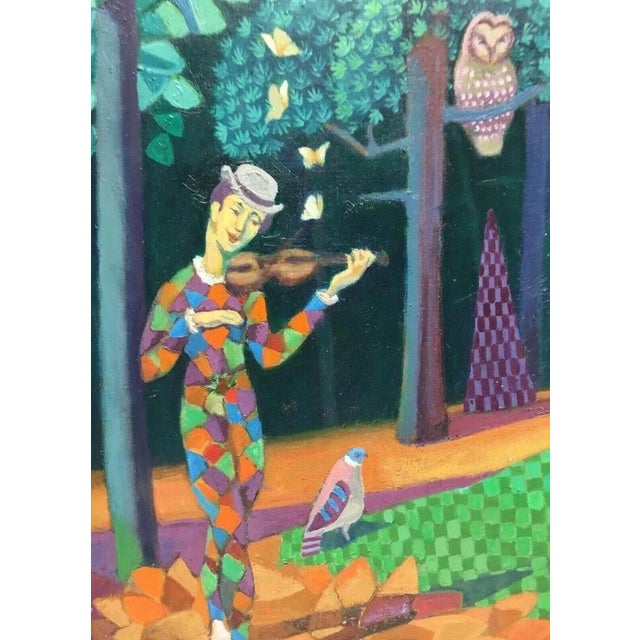 Monberg-Elsdorf Max, 1900 Autodiktat Copenhagen National-Museum Harlekin Eule, 1950s, Oil on Canvas For Sale - Image 11 of 11