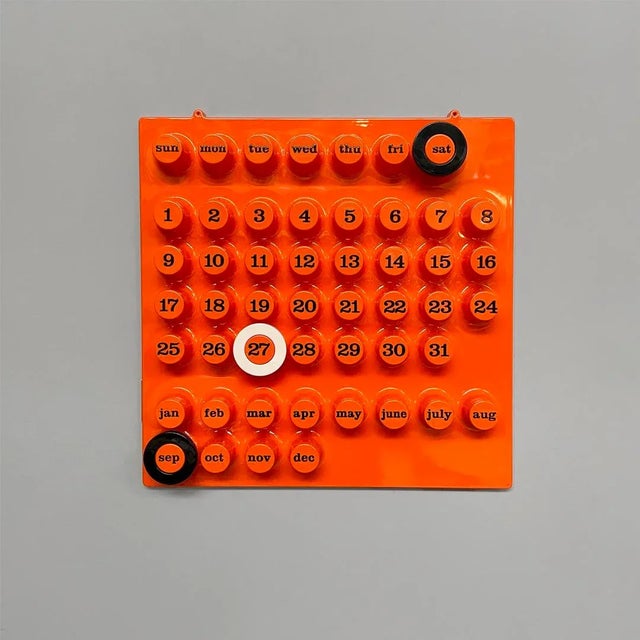 Vintage Italian Wall Perpetual Orange Calendar by Della Beffa for Ring a Date, 2000s For Sale - Image 11 of 11