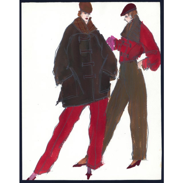 1980s Collection of 10 Original Gordon Henderson Fashion Drawings For Sale - Image 4 of 11