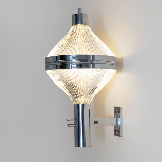 Nickel-Plated Brass and Printed Glass Sconce, 1960 For Sale - Image 9 of 9