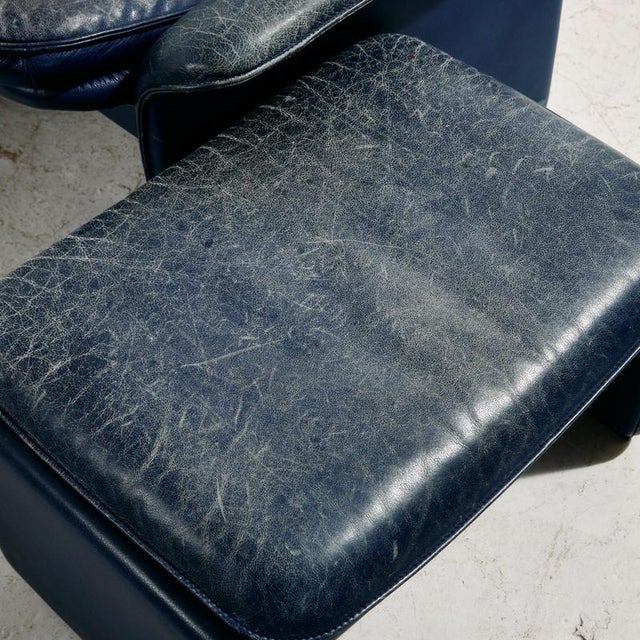 Textile Set of DS 50 Leather Chair and Ottoman from de Sede, 1980s For Sale - Image 7 of 9