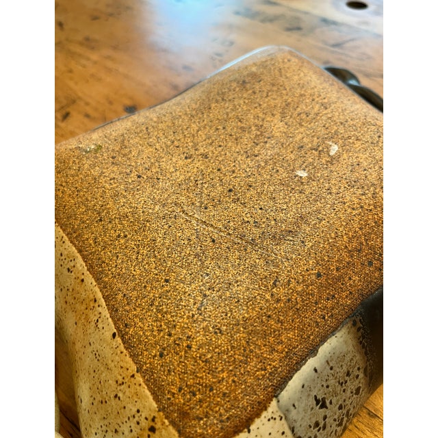 Ceramic Vintage Studio Pottery Square Serving Bowl With Handles For Sale - Image 7 of 9