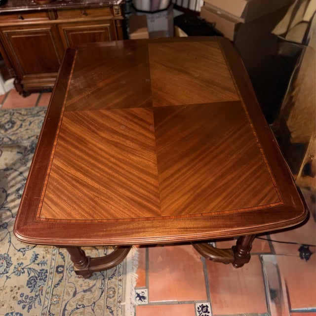 French Revival Carved Mahogany Antique Dining Table 5 Chairs Set For Sale - Image 11 of 18