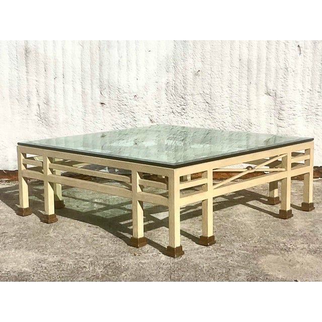 Vintage Monumental Postmodern Textured Metal Coffee Table Chairish