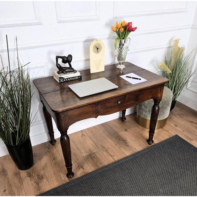 Rustic Antique Italian Walnut Rustic Desk, 1890s For Sale - Image 3 of 11