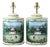 Mid-20th Century Chinese-Style Hand-Painted Ceramic Tea Canister Table Lamps - a Pair For Sale