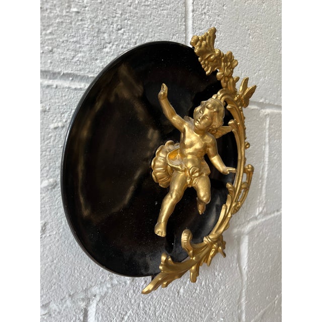 Wood Italian Rococo Revival Gilt-Metal Cherub Wall Plaques, Circa 1950s For Sale - Image 7 of 8