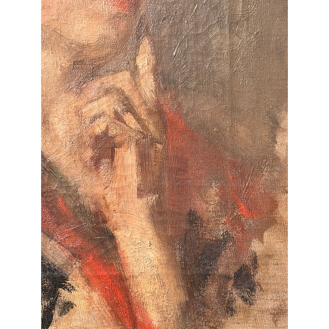 Emilio Gola, Portrait of a Woman, 1800s, Oil on Canvas For Sale - Image 4 of 6