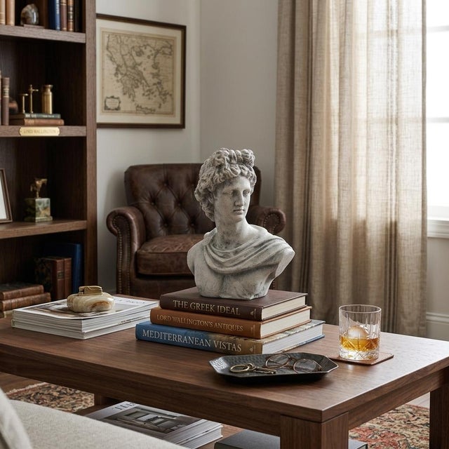 Sculpture Materials Late 20th Century Classical Apollo of Belvedere Concrete Bust For Sale - Image 7 of 7