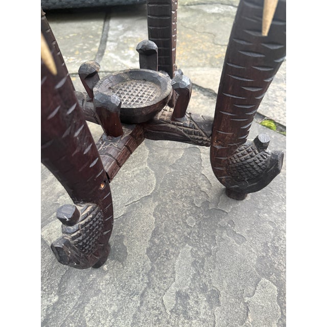 Antique Anglo-Indian Hand-Carved Elephant Side Table With Bone Inlay For Sale - Image 18 of 18