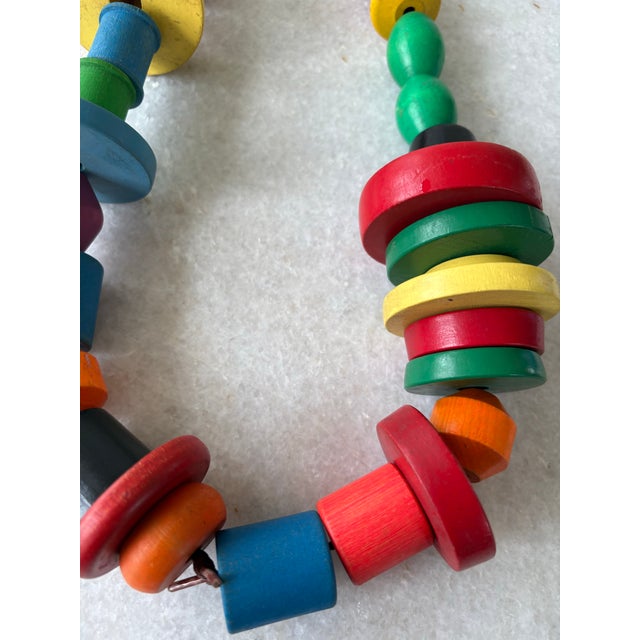 Mid 20th Century Mid-Century Modern Chunky Wood Geometric Beaded Necklace For Sale - Image 5 of 6