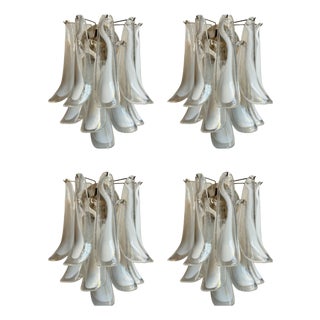White Murano Glass Prisms Wall Lamps, 2000, Set of 4 For Sale