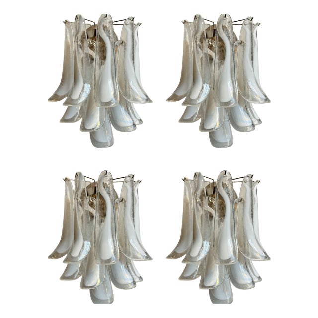 White Murano Glass Prisms Wall Lamps, 2000, Set of 4 For Sale