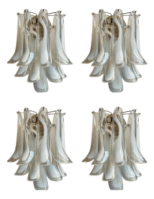 White Murano Glass Prisms Wall Lamps, 2000, Set of 4