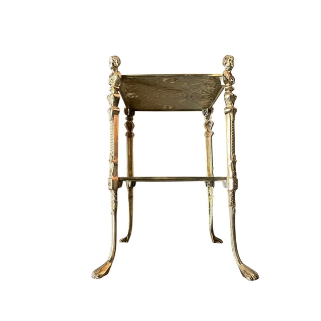 19th Century Edwardian Embossed Brass Side Table For Sale - Image 4 of 13