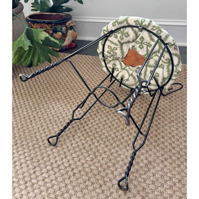 Olive Mid 20th Century Vintage Vanity Stool For Sale - Image 8 of 9