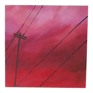 Power Lines, Contemporary Minimalist Artwork, Painting on Canvas For Sale