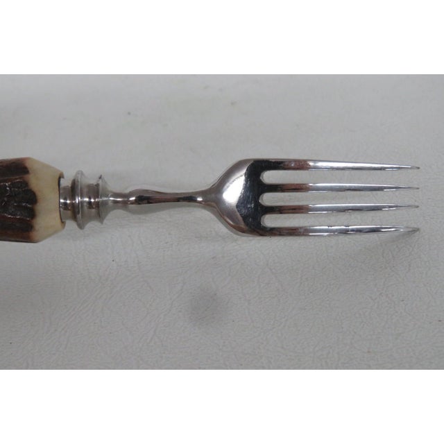 Mid 20th Century Leppington Cutlers LTD Fork With Curved Antler Stag Handle For Sale - Image 4 of 10