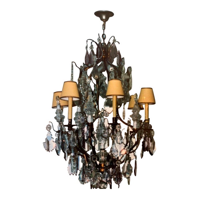 Antique 19th Century French Louis XV Style Crystal & Bronze Chandelier For Sale