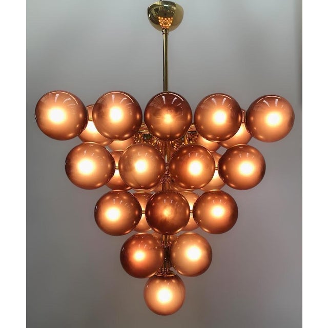 Fabio Ltd 21st Century Italian Grappolo Polished Brass Frosted Amethyst Murano Glass Chandelier by Fabio LTD For Sale - Image 4 of 8