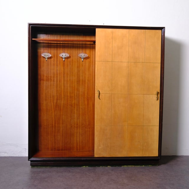 Art Deco Hall Cabinet with Coat Rack, Shelves and Mirror, 1940s For Sale - Image 4 of 18