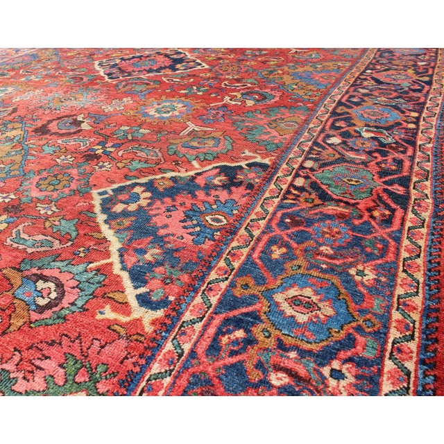 Textile Early 20th Century Antique Sultanabad Rug With All Over Diamond Medallions & Floral Motifs For Sale - Image 7 of 9