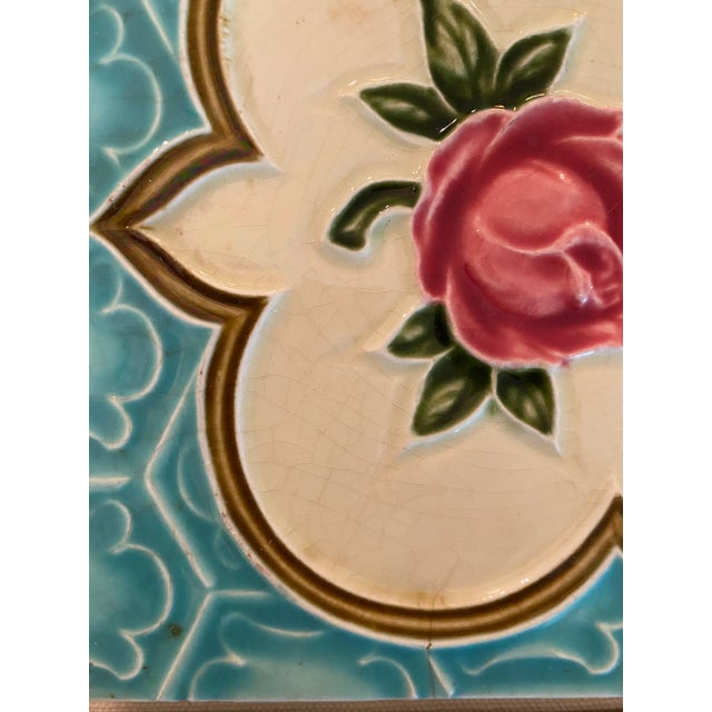 Art Nouveau Late 19th Century Art Nouveau Majolica Style Tiles For Sale - Image 3 of 11