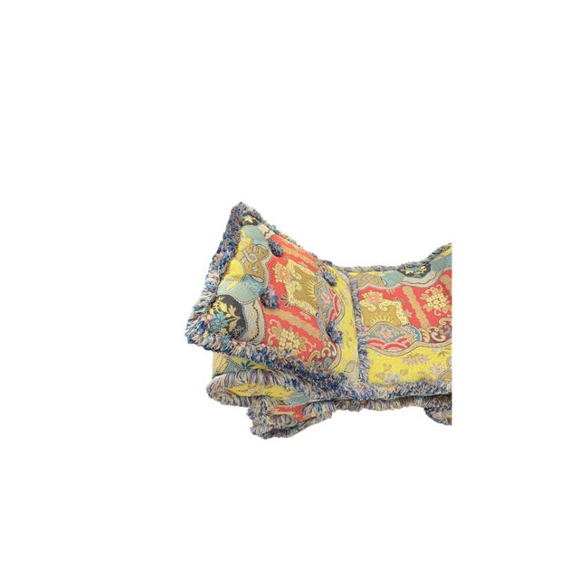 1980s Upholstered Tapestry Stool With Fringe For Sale - Image 6 of 12